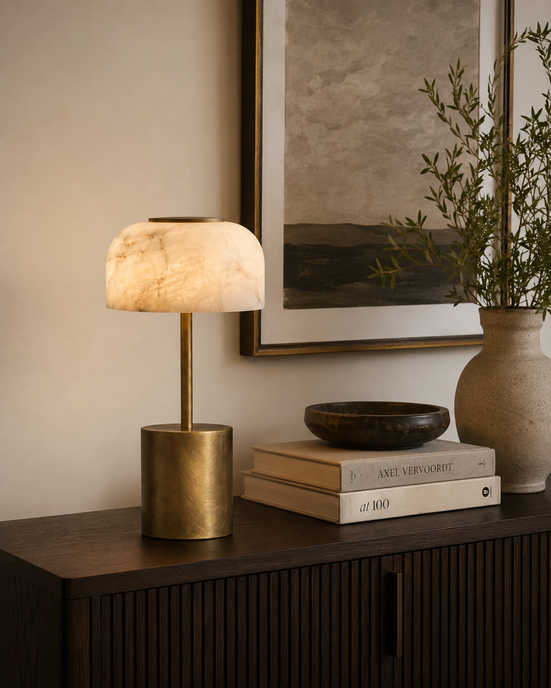 Crackle Alabaster Table Lamp (Built-in Battery)