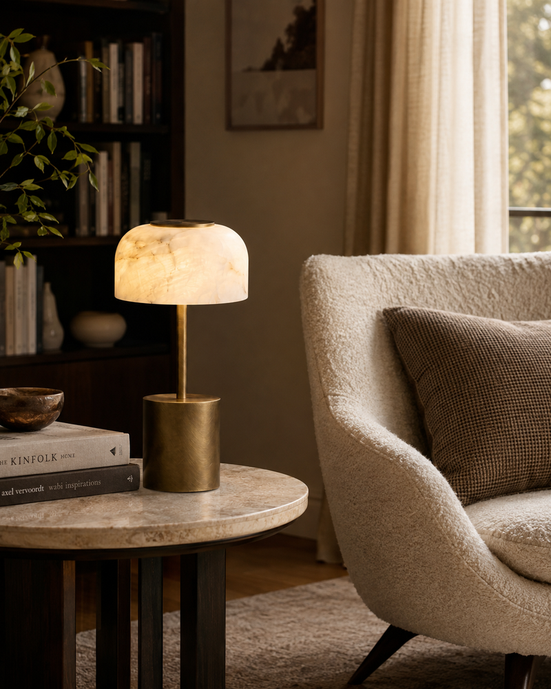 Crackle Alabaster Table Lamp (Built-in Battery)