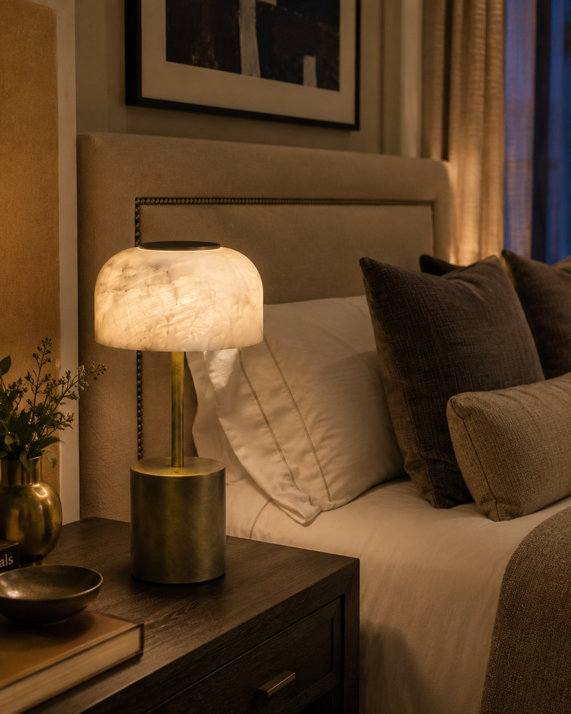 Crackle Alabaster Table Lamp (Built-in Battery)