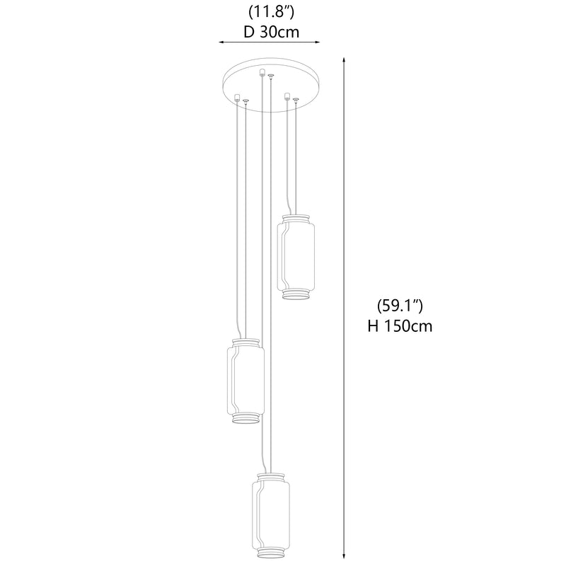 Suspension cylindrique en verre