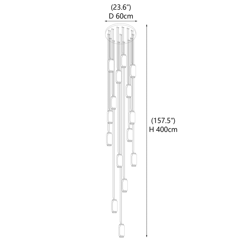 Suspension cylindrique en verre