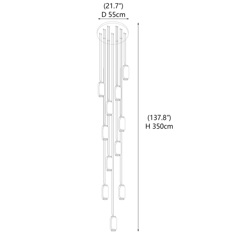 Suspension cylindrique en verre