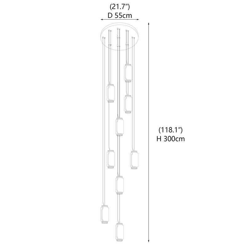 Suspension cylindrique en verre
