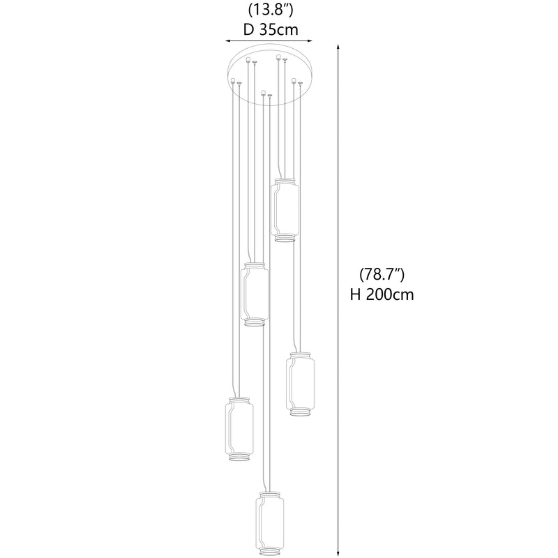 Suspension cylindrique en verre