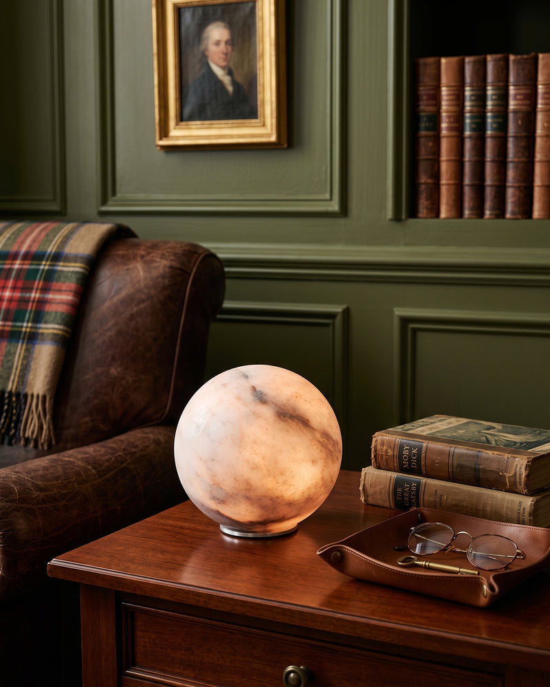 Declan Alabaster Sphere Table Lamp(Built-in Battery)
