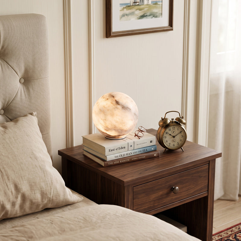 Declan Alabaster Sphere Table Lamp(Built-in Battery)