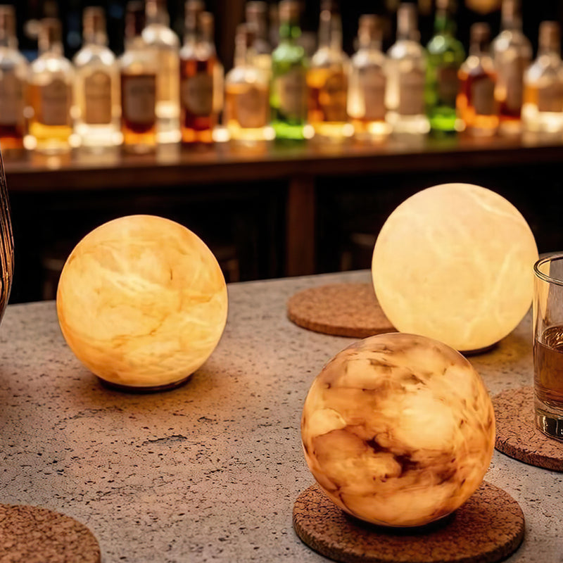 Declan Alabaster Sphere Table Lamp(Built-in Battery)