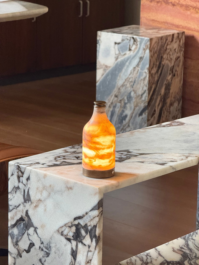 Delancey Alabaster Bottle Table Lamp (Built-in Battery)