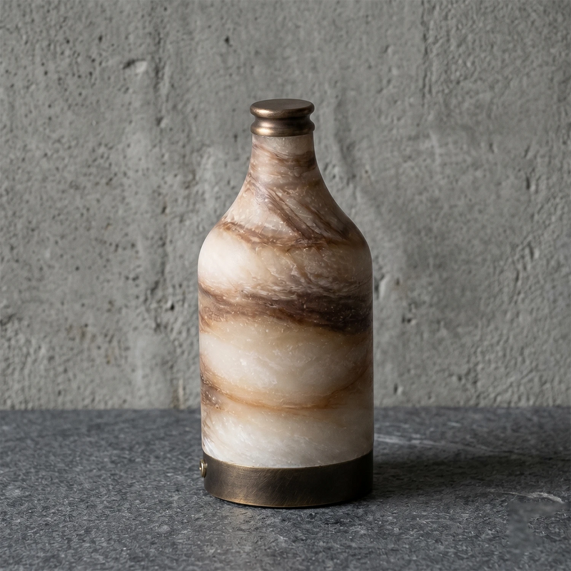 Delancey Alabaster Bottle Table Lamp (Built-in Battery)