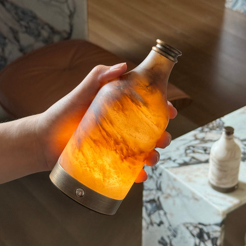 Delancey Alabaster Bottle Table Lamp (Built-in Battery)