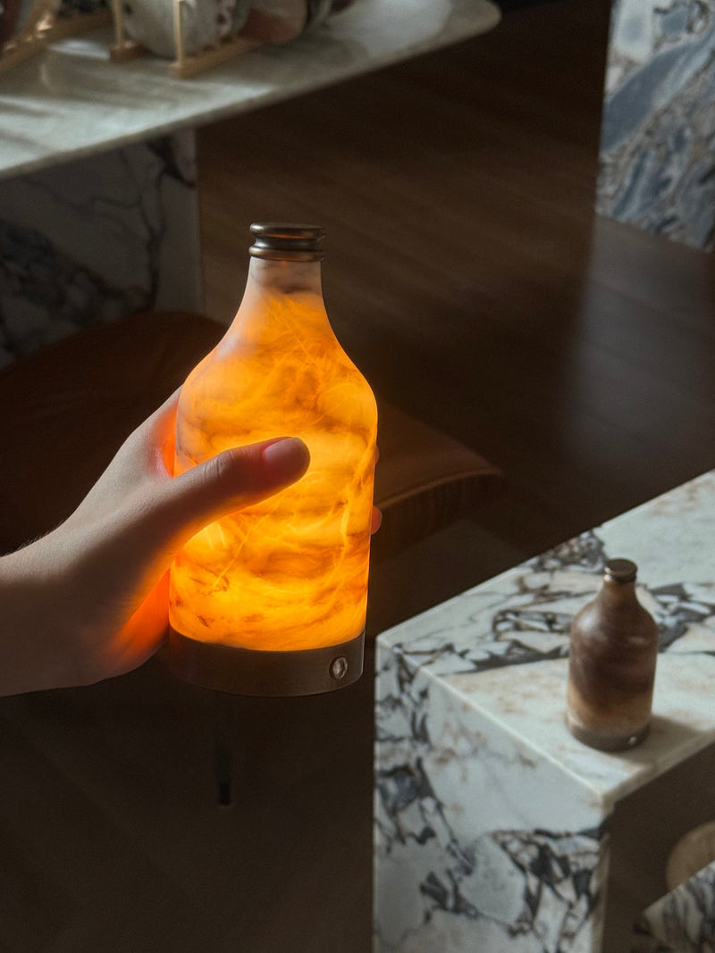 Delancey Alabaster Bottle Table Lamp (Built-in Battery)