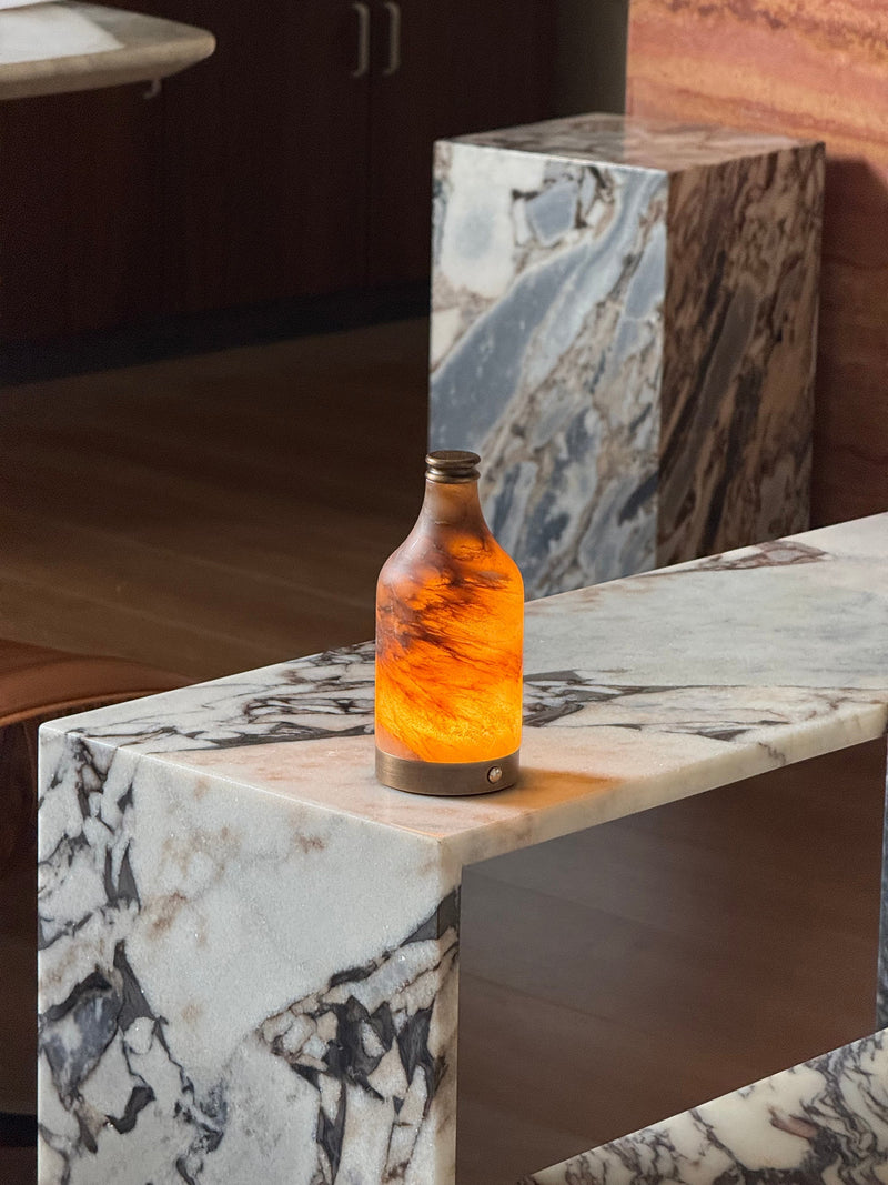 Delancey Alabaster Bottle Table Lamp (Built-in Battery)