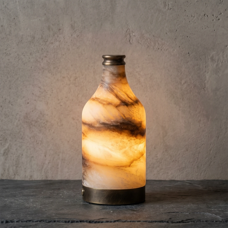 Delancey Alabaster Bottle Table Lamp (Built-in Battery)