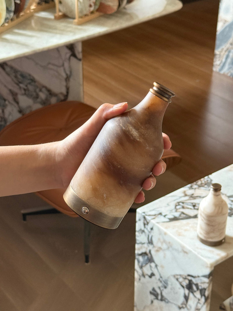 Delancey Alabaster Bottle Table Lamp (Built-in Battery)