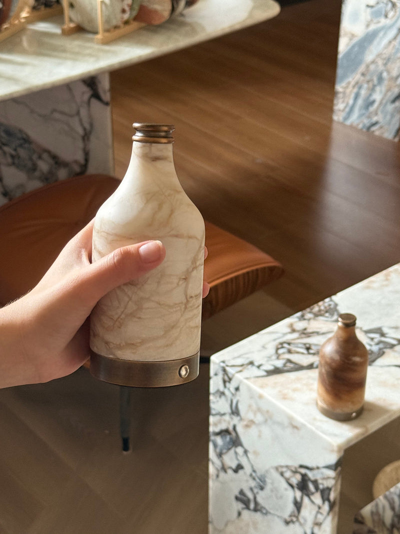 Delancey Alabaster Bottle Table Lamp (Built-in Battery)