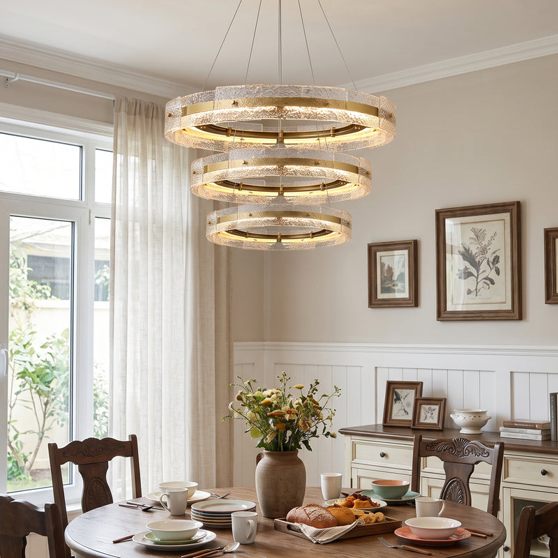 Eldon Banded Glass Halo Chandelier – detail 3
