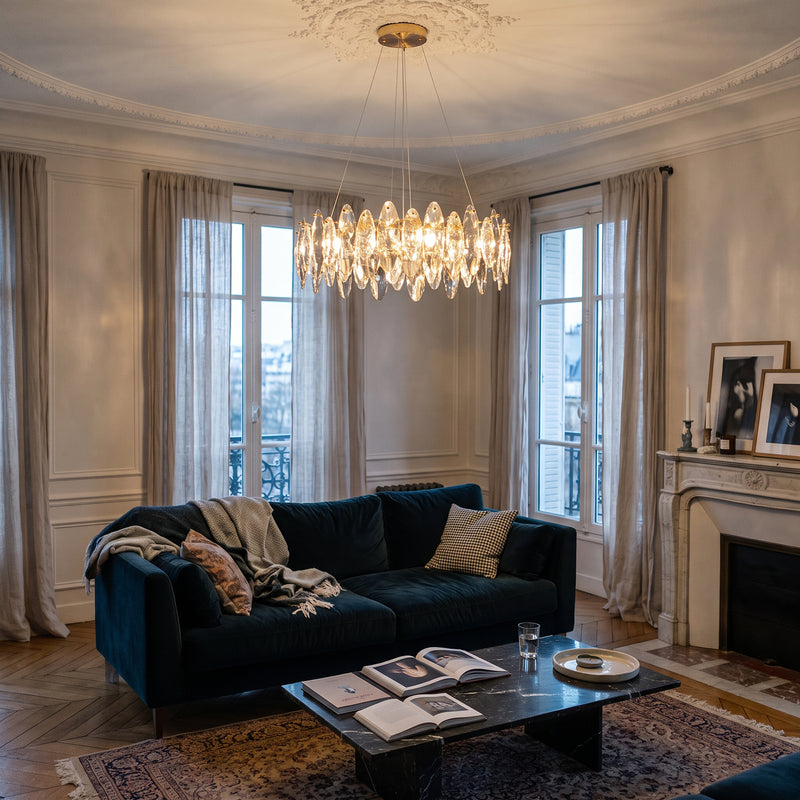 Evander Crystal Halo Chandelier