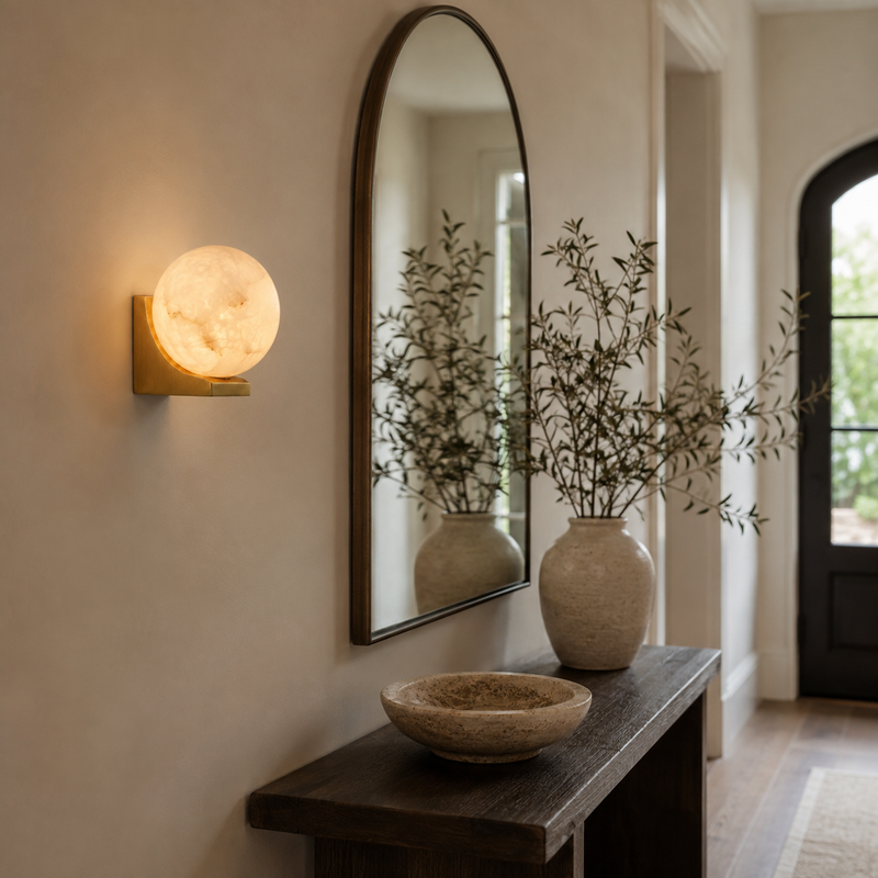 Evelyn Orb Alabaster Wall Sconce