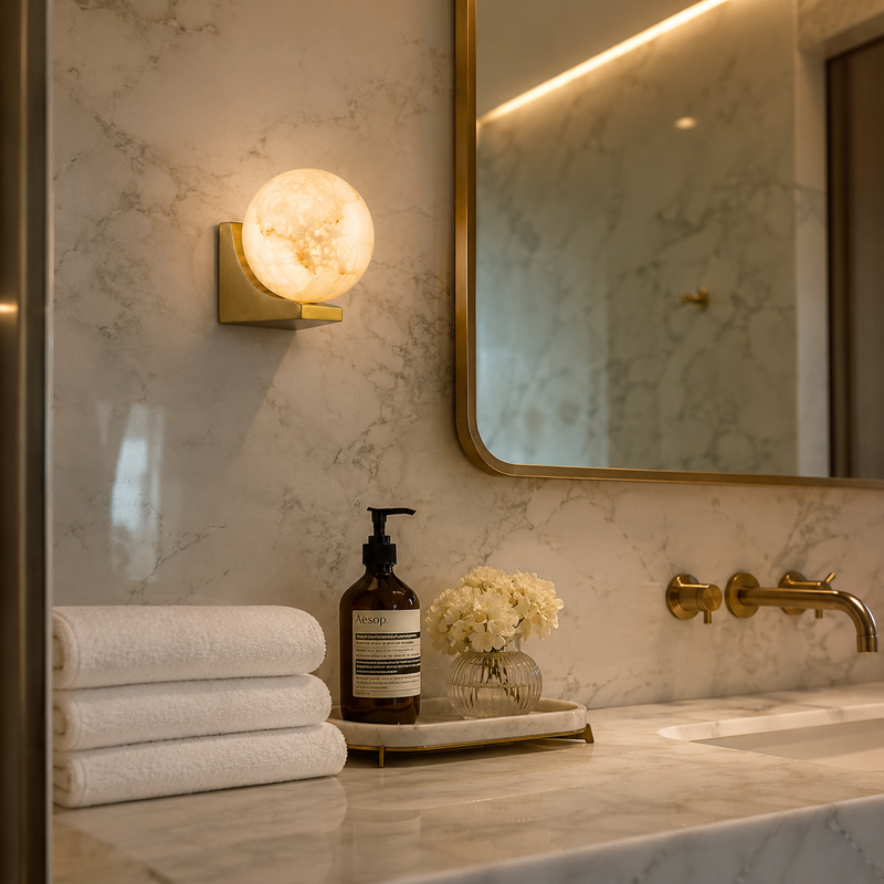 Evelyn Orb Alabaster Wall Sconce