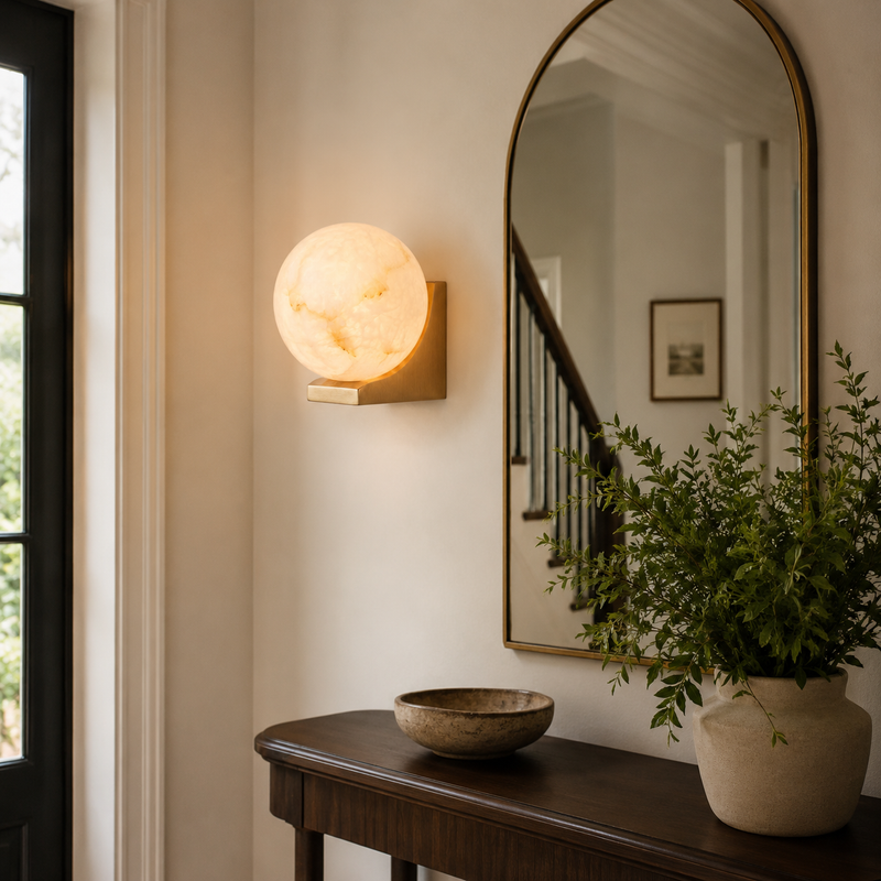 Evelyn Orb Alabaster Wall Sconce