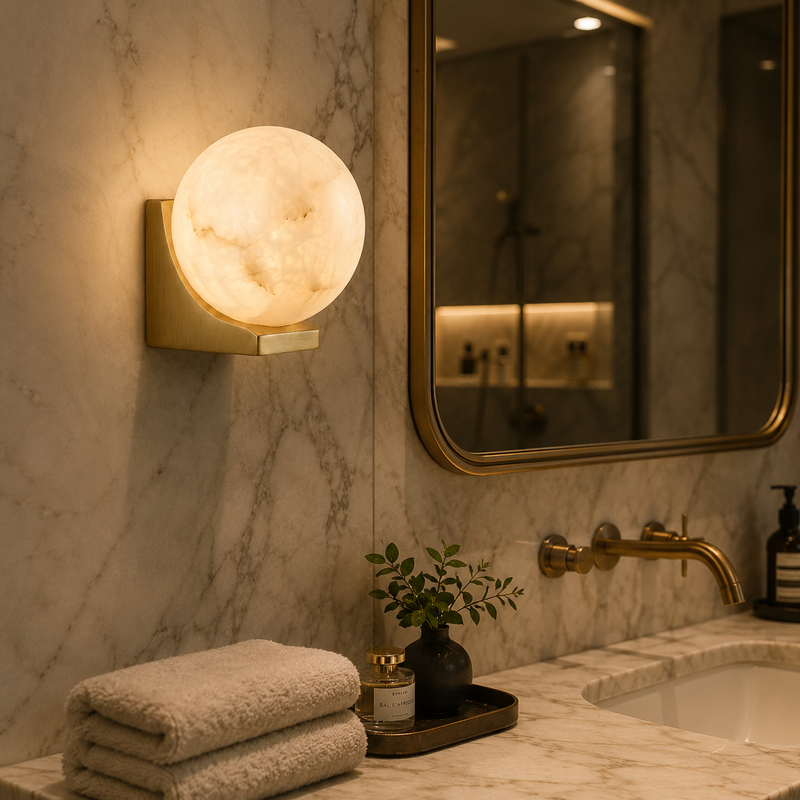Evelyn Orb Alabaster Wall Sconce