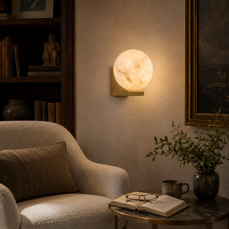 Evelyn Orb Alabaster Wall Sconce