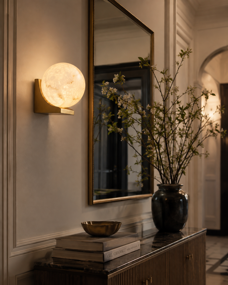 Evelyn Orb Alabaster Wall Sconce