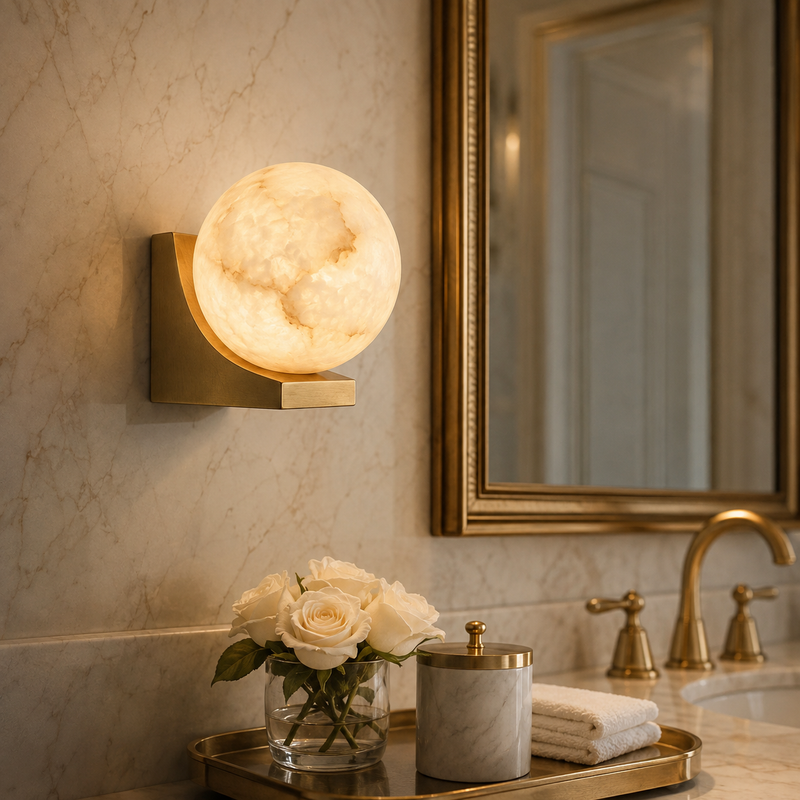 Evelyn Orb Alabaster Wall Sconce