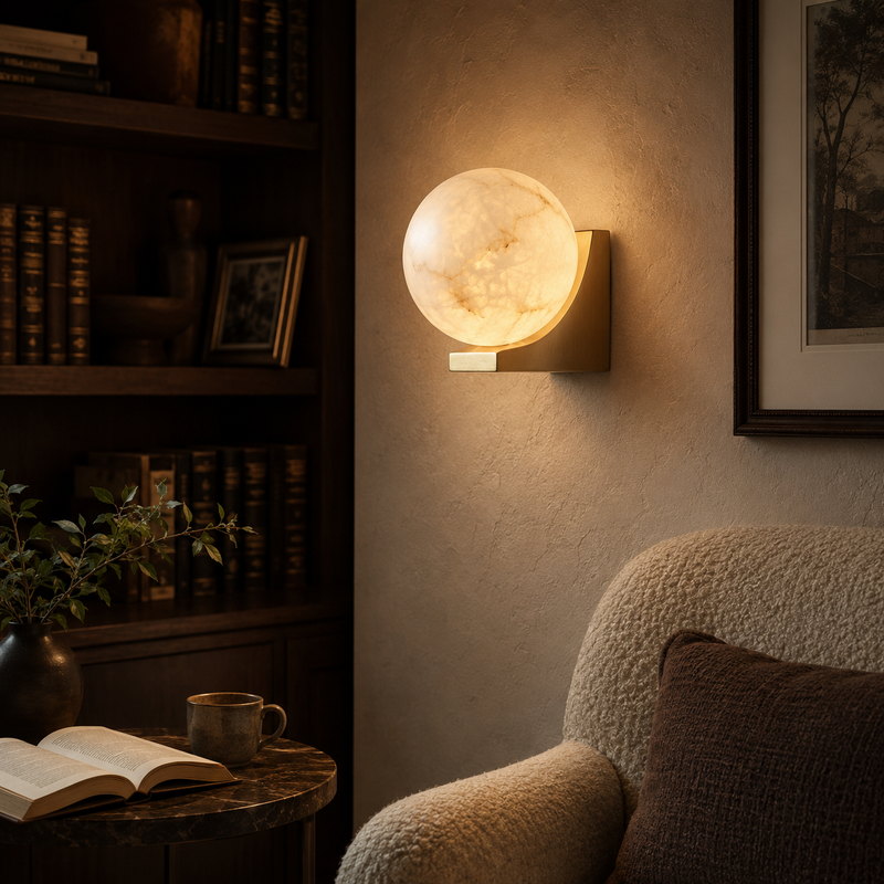 Evelyn Orb Alabaster Wall Sconce
