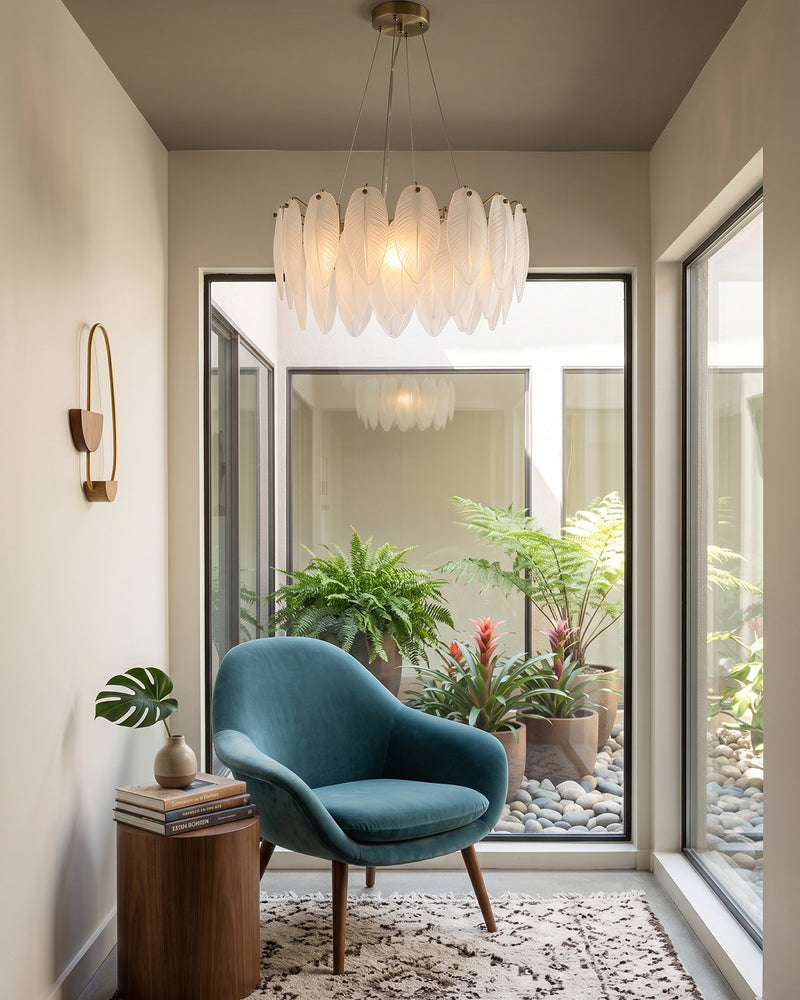 Feather Glass Chandelier