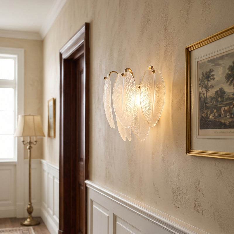 Feather Glass Wall Sconce