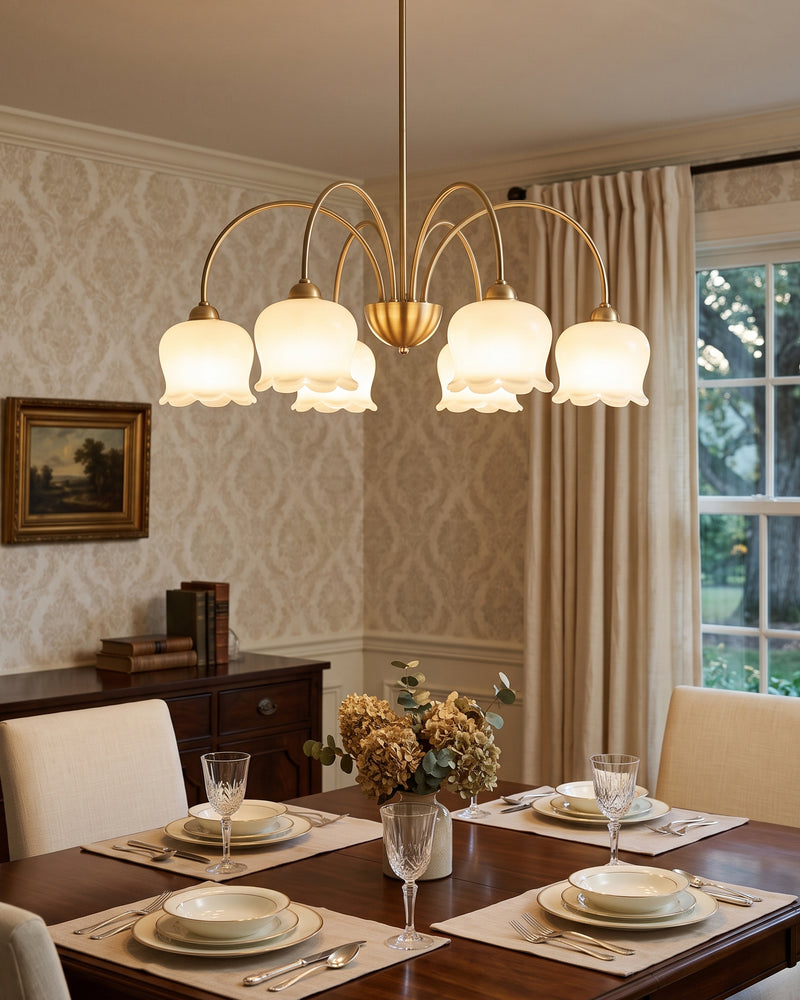 Frosted Tulip Chandelier