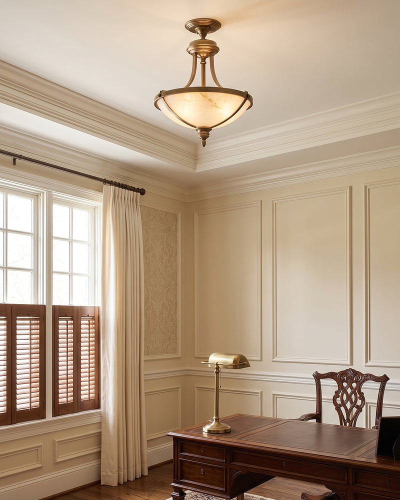 Geary Alabaster Semi-Flush Mount Ceiling Lamp