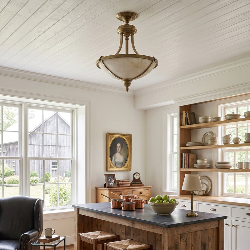 Geary Alabaster Semi-Flush Mount Ceiling Lamp