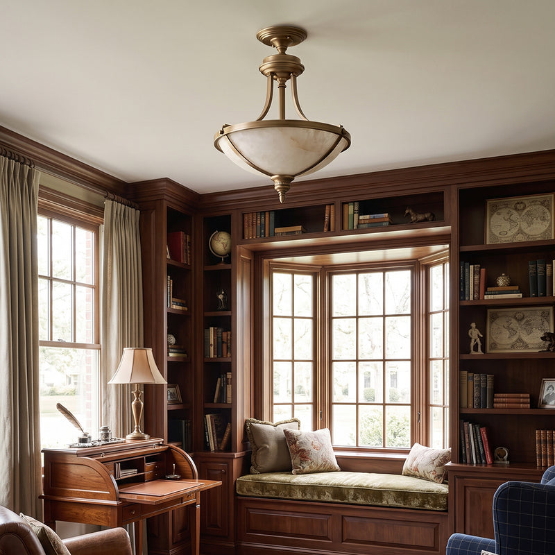Geary Alabaster Semi-Flush Mount Ceiling Lamp