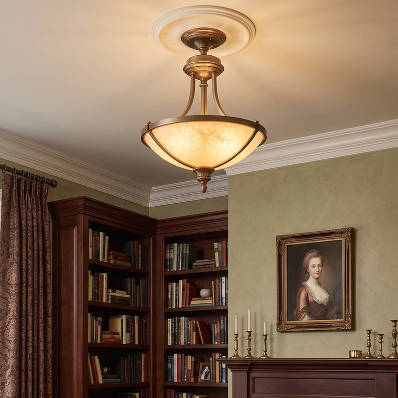 Geary Alabaster Semi-Flush Mount Ceiling Lamp