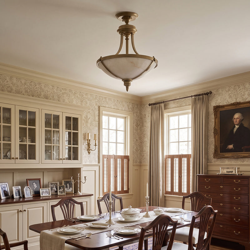 Geary Alabaster Semi-Flush Mount Ceiling Lamp