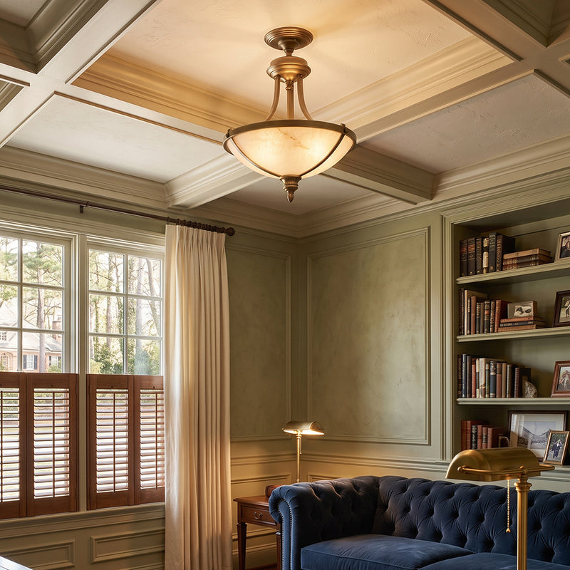 Geary Alabaster Semi-Flush Mount Ceiling Lamp
