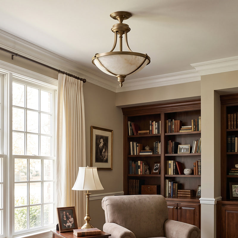 Geary Alabaster Semi-Flush Mount Ceiling Lamp