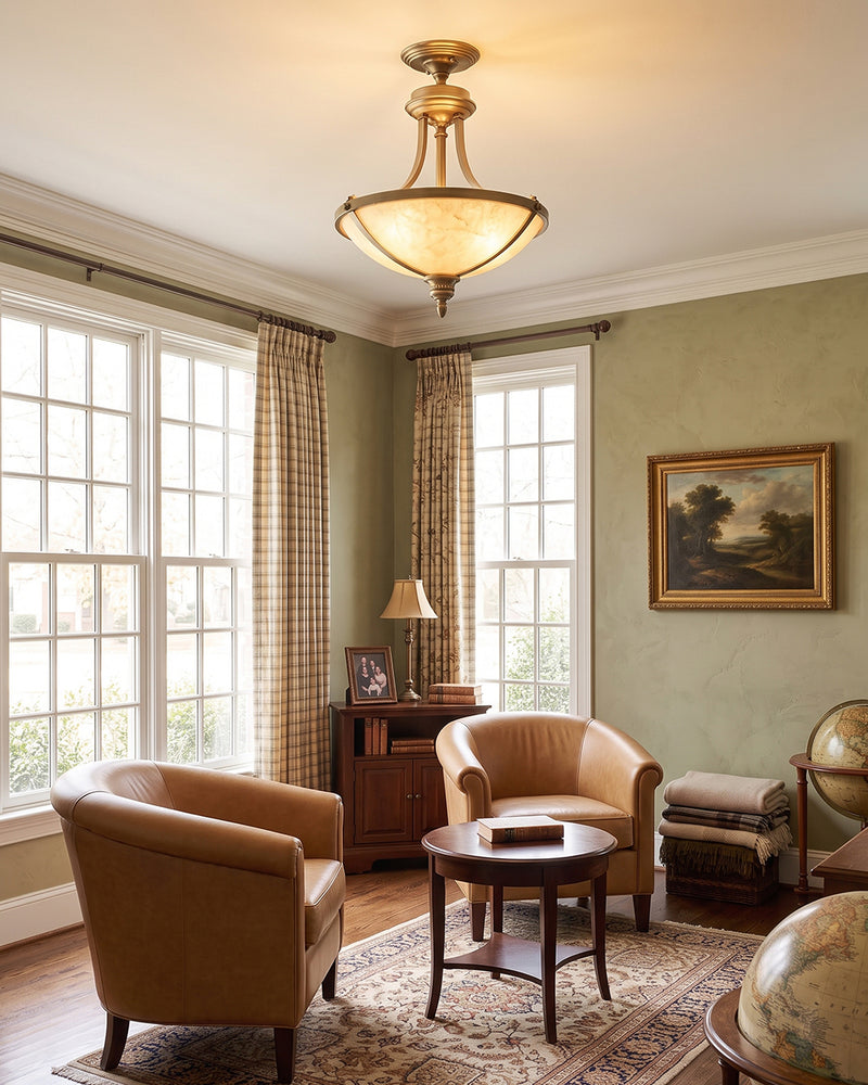 Geary Alabaster Semi-Flush Mount Ceiling Lamp