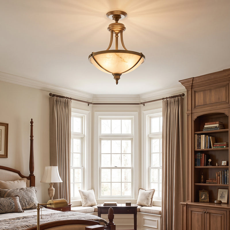 Geary Alabaster Semi-Flush Mount Ceiling Lamp