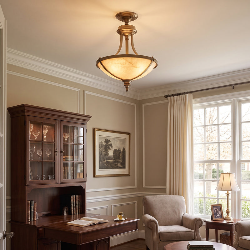 Geary Alabaster Semi-Flush Mount Ceiling Lamp