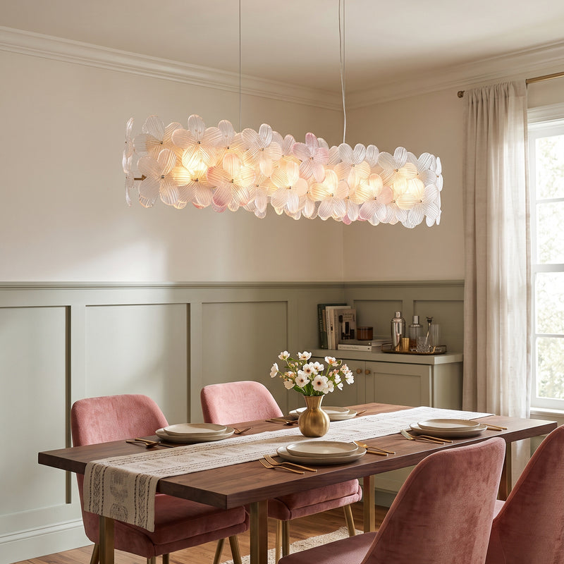 Glass Petal Halo Chandelier