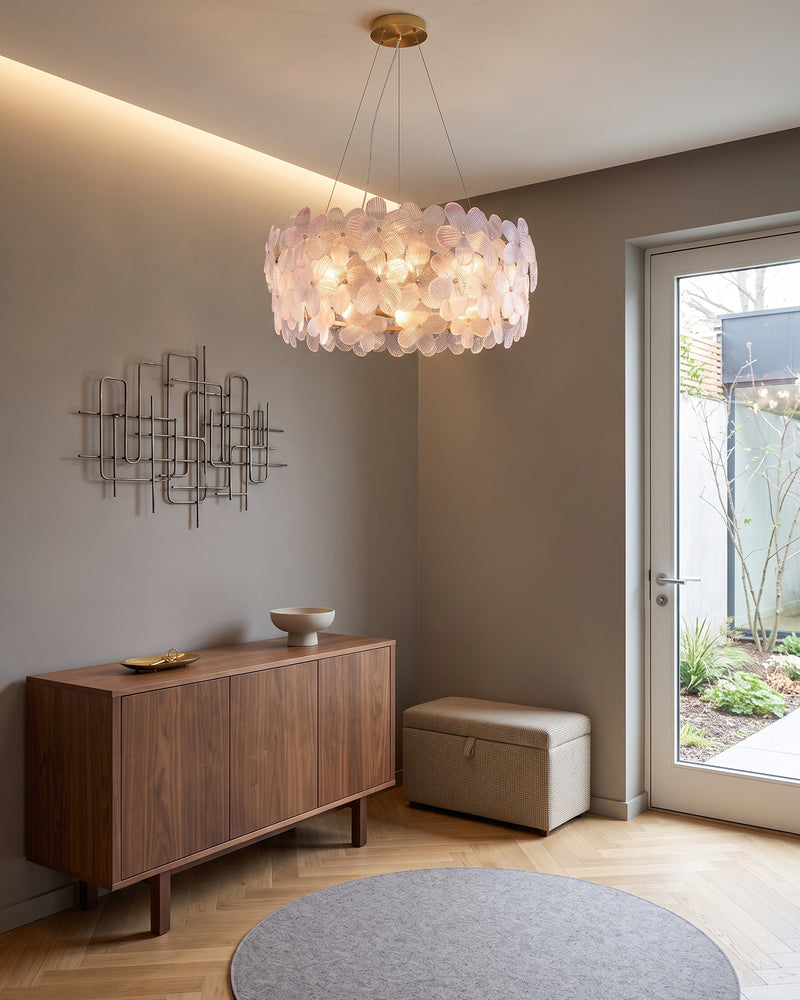 Glass Petal Halo Chandelier