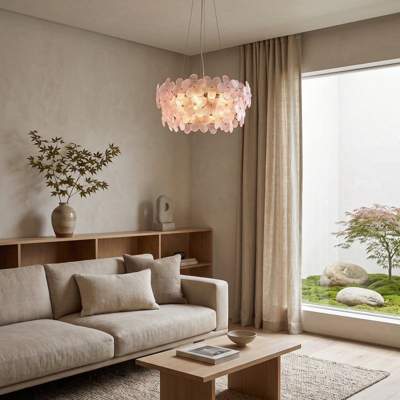 Glass Petal Halo Chandelier