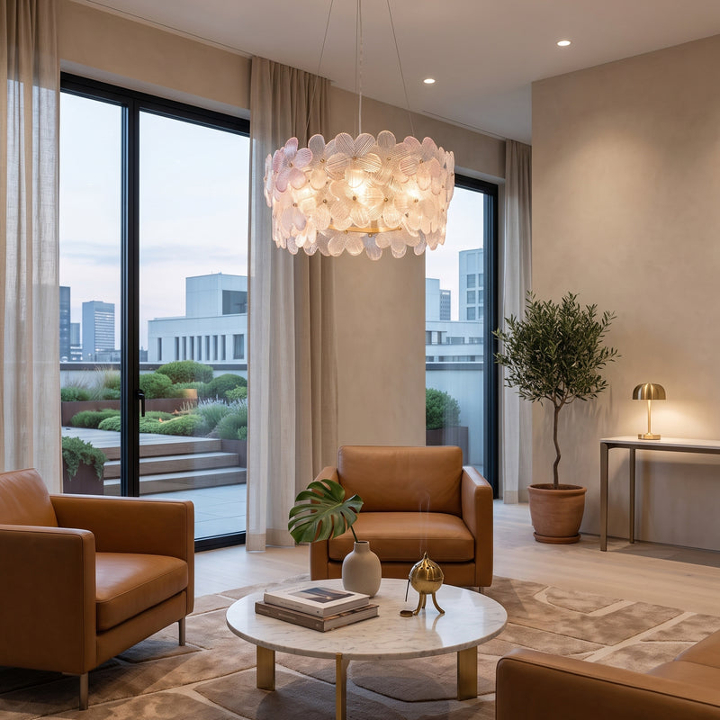 Glass Petal Halo Chandelier