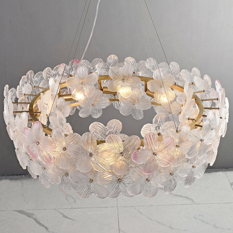 Glass Petal Halo Chandelier