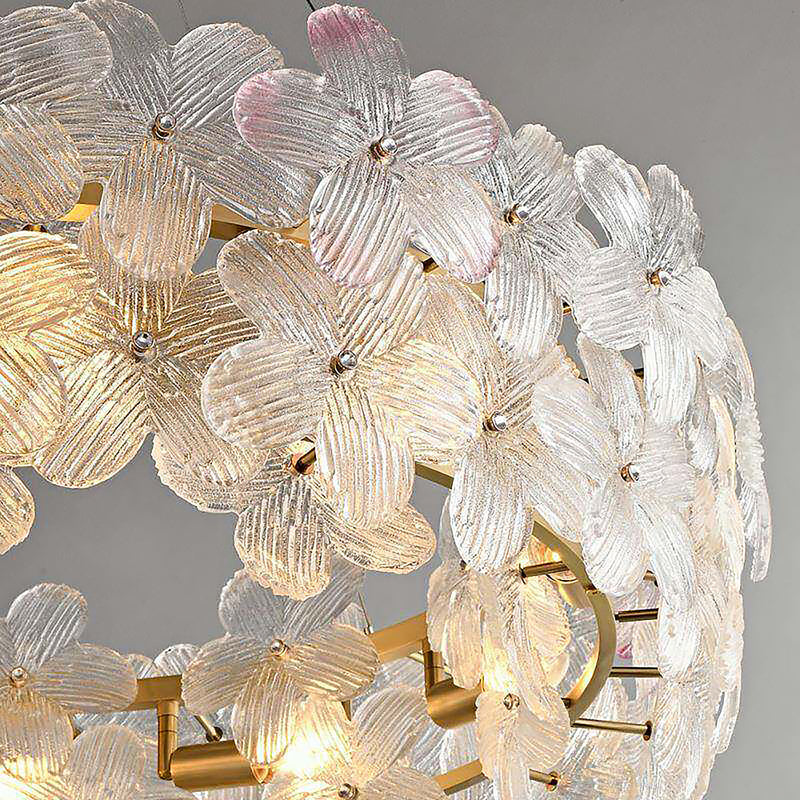 Glass Petal Halo Chandelier
