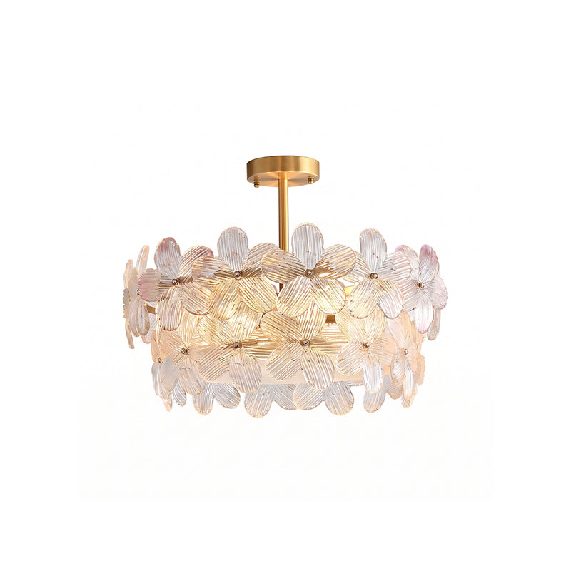 Glass Petal Halo Flush Mount