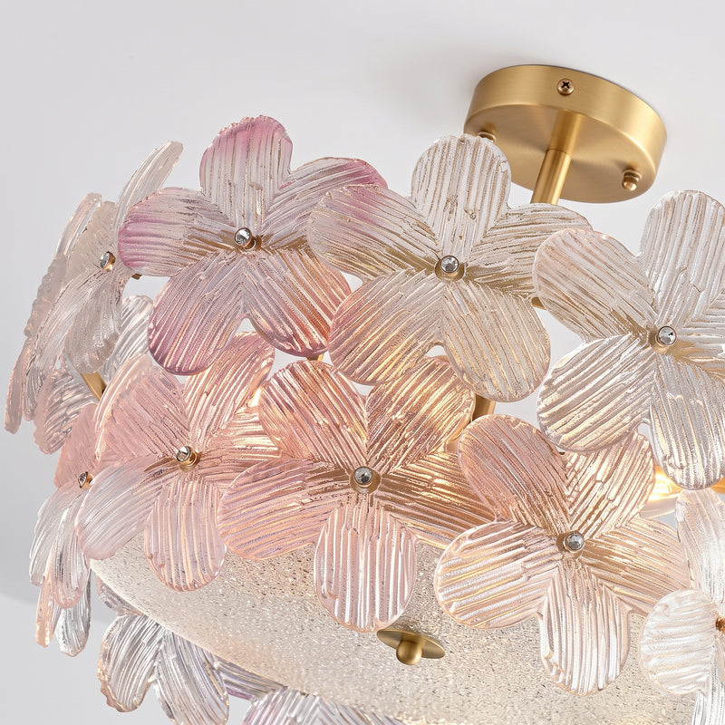 Glass Petal Halo Flush Mount